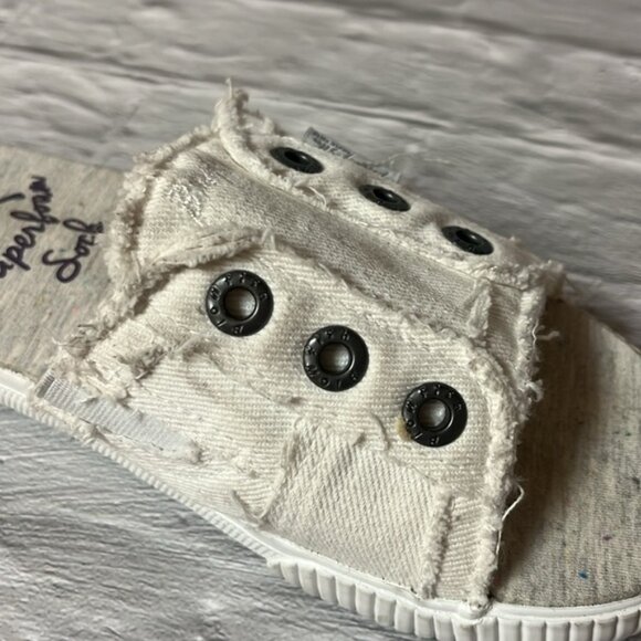 Blowfish Malibu White Fresco Canvas Slide Sandals - Picture 12 of 13